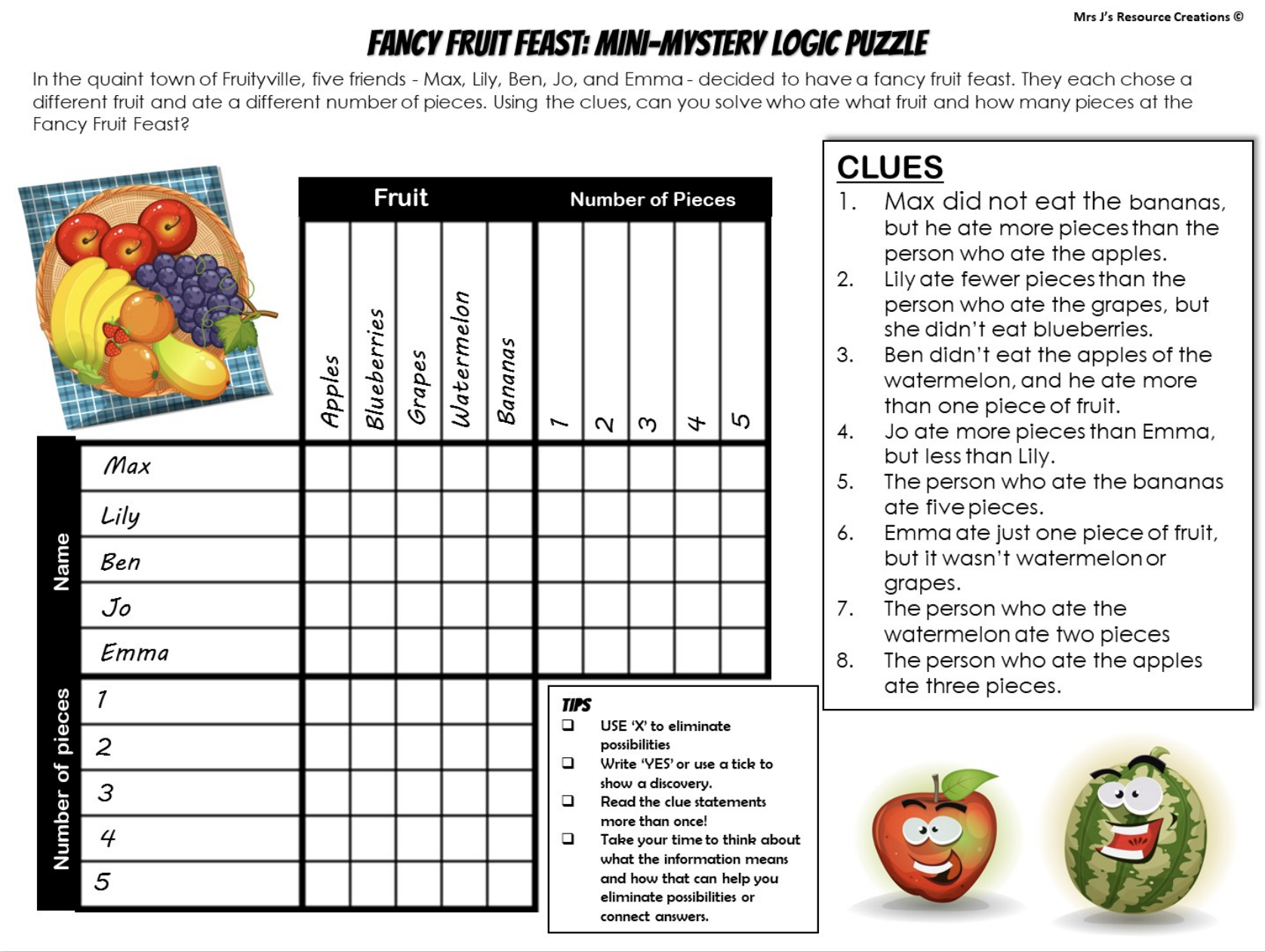 Fun Fruit Feast Mystery Logic Puzzle Free Download Engaging 