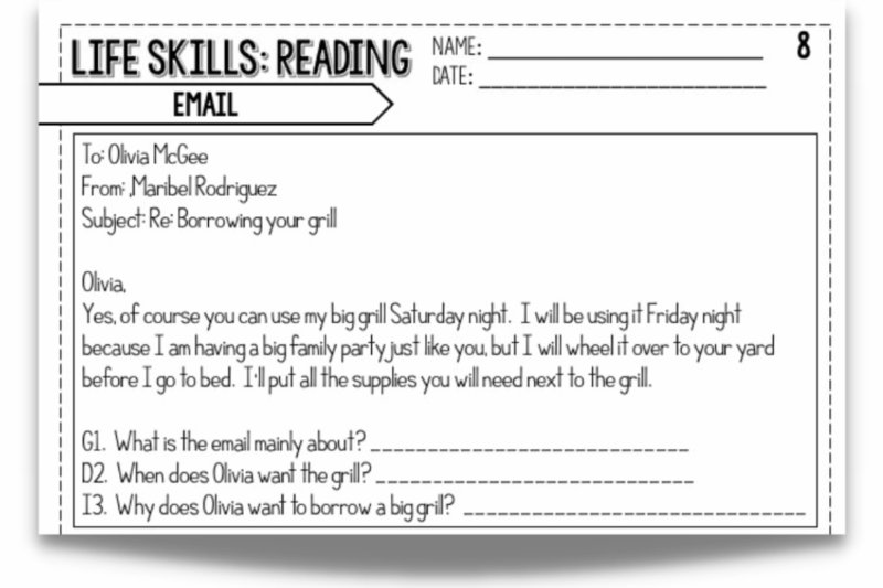 Free Life Skills Reading Comprehension Worksheets