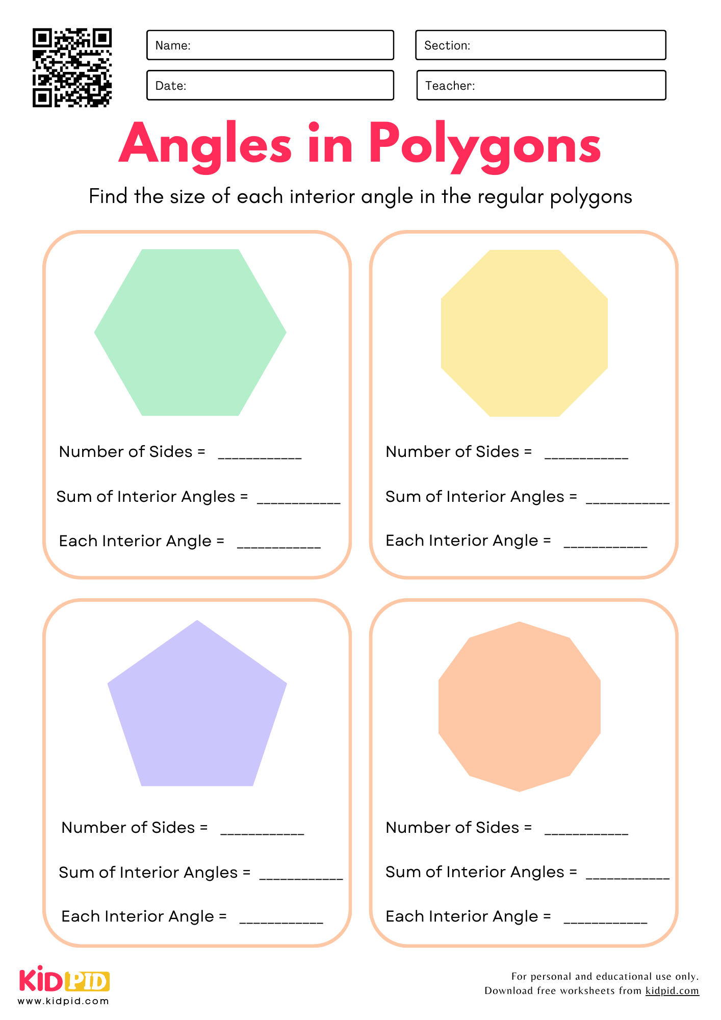 Free Printable Fourth Grade Geometry Worksheets