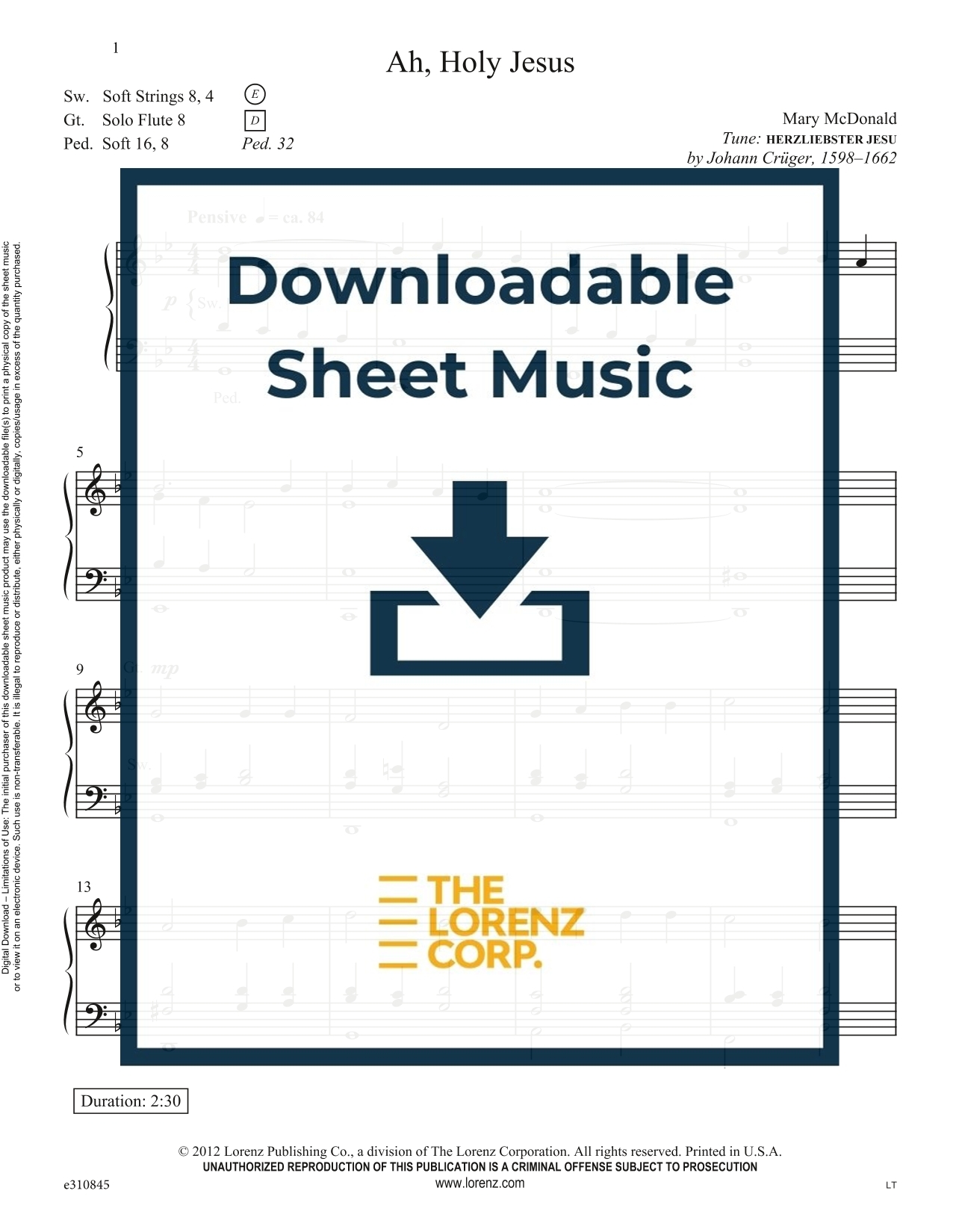 GIA Publications Ah Holy Jesus Organ Sheet Music Digital Download 