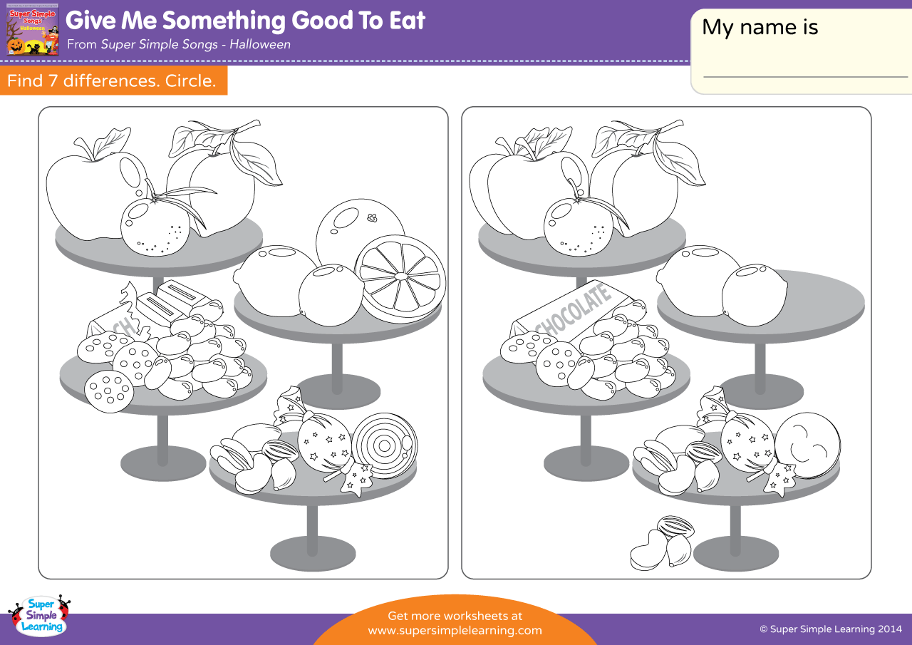 Give Me Something Good To Eat Worksheet Find The Differences Super Simple