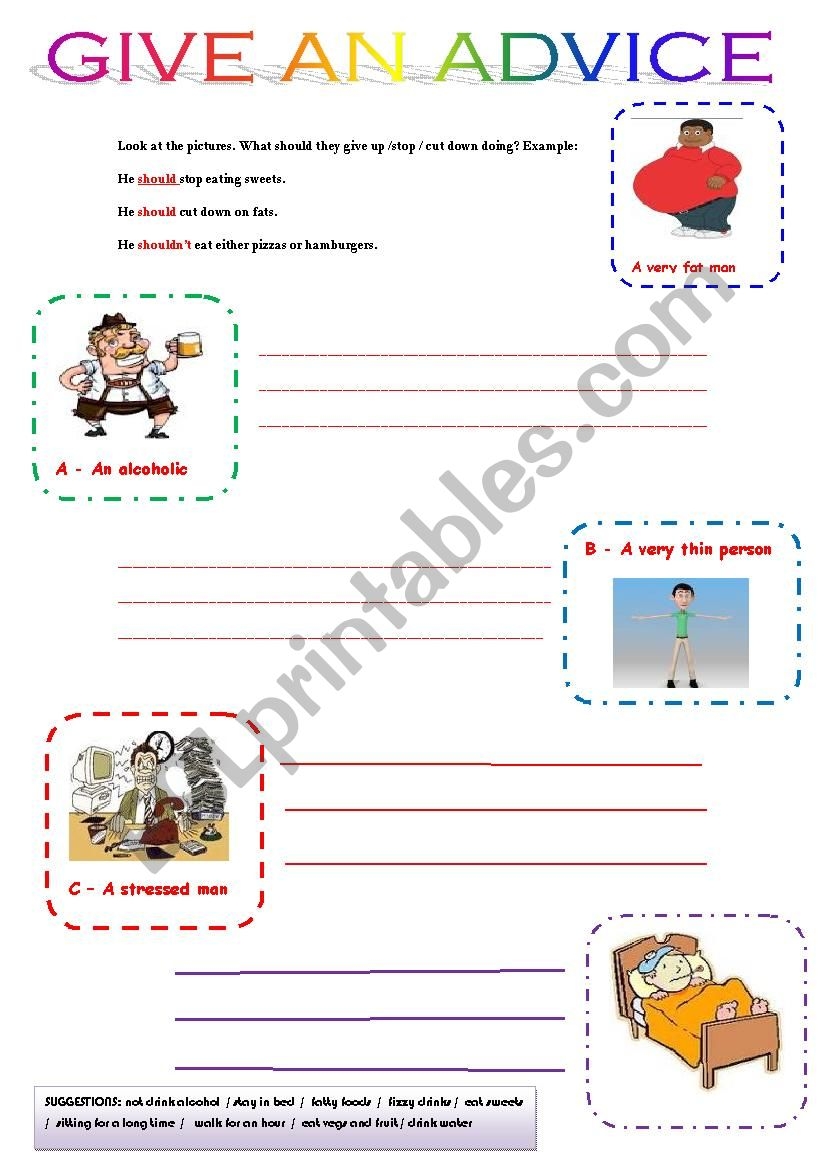 GIVING ADVICE USE SHOULD Vs SHOULDN T ESL Worksheet By Ascincoquinas