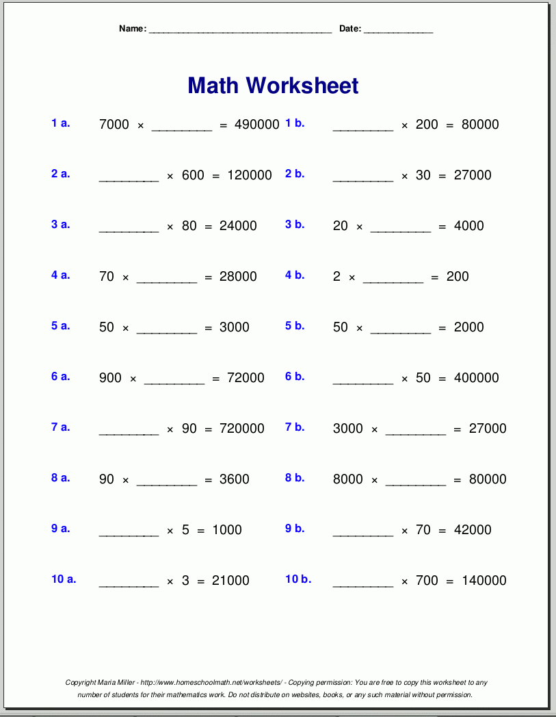 Grade 4 Multiplication Worksheets Grade 4 Multiplication Worksheets