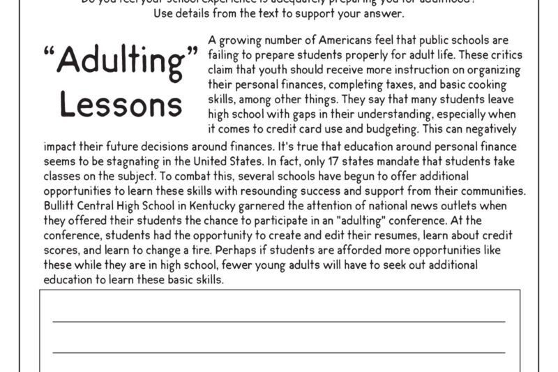 Reading Comprehension Worksheet Grade 9