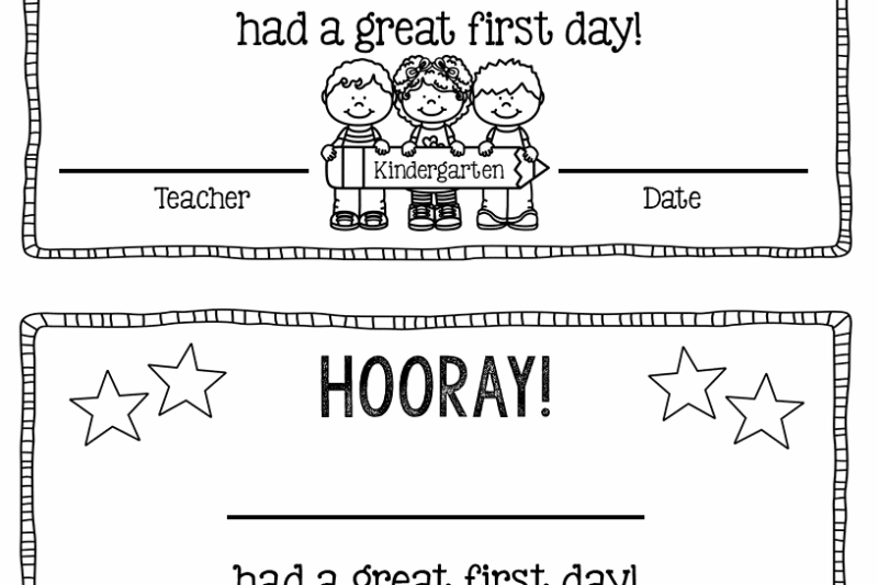 First Day Of Preschool Printable Award