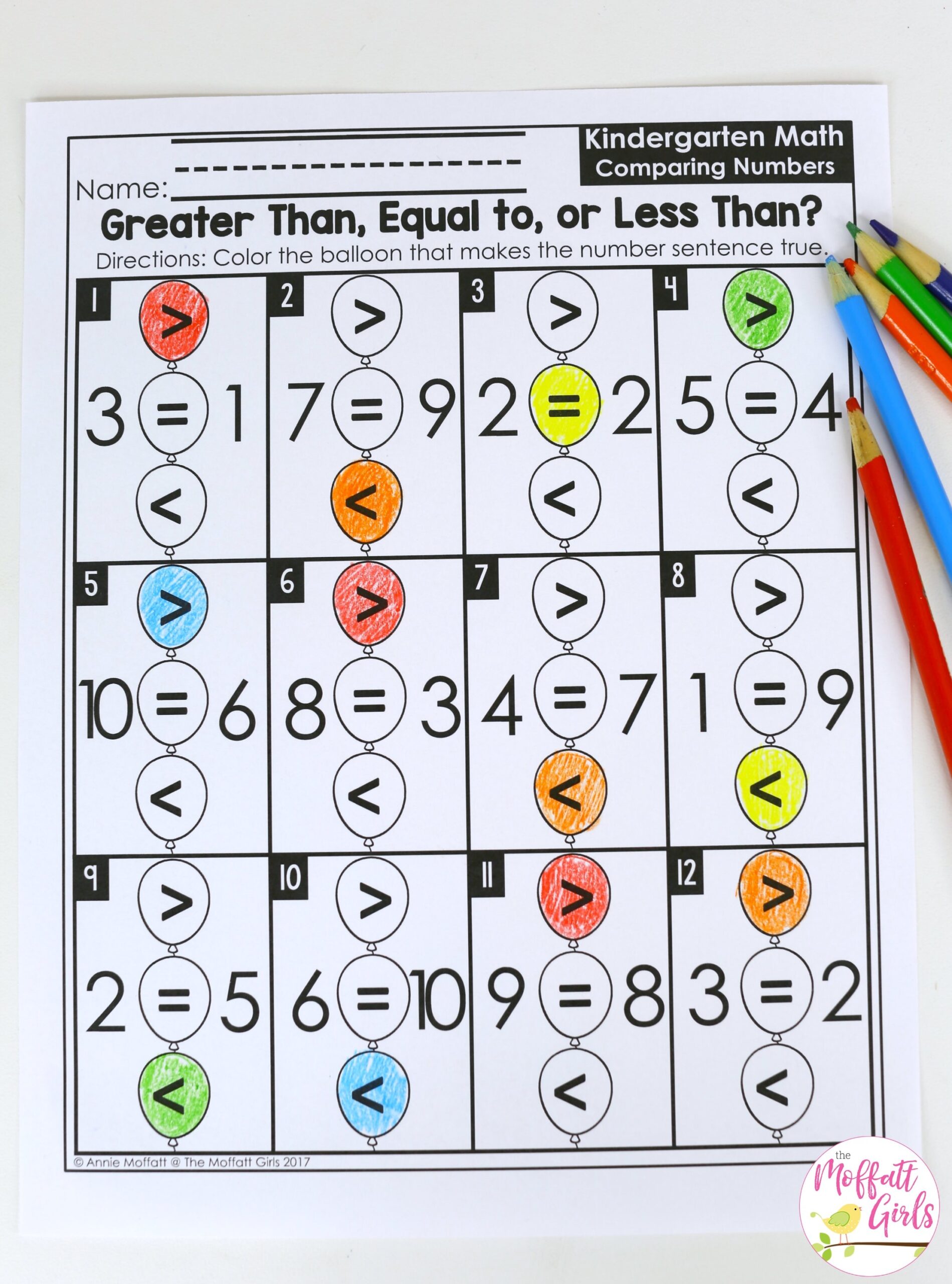 Kindergarten Annie Moffatt Free Worksheets