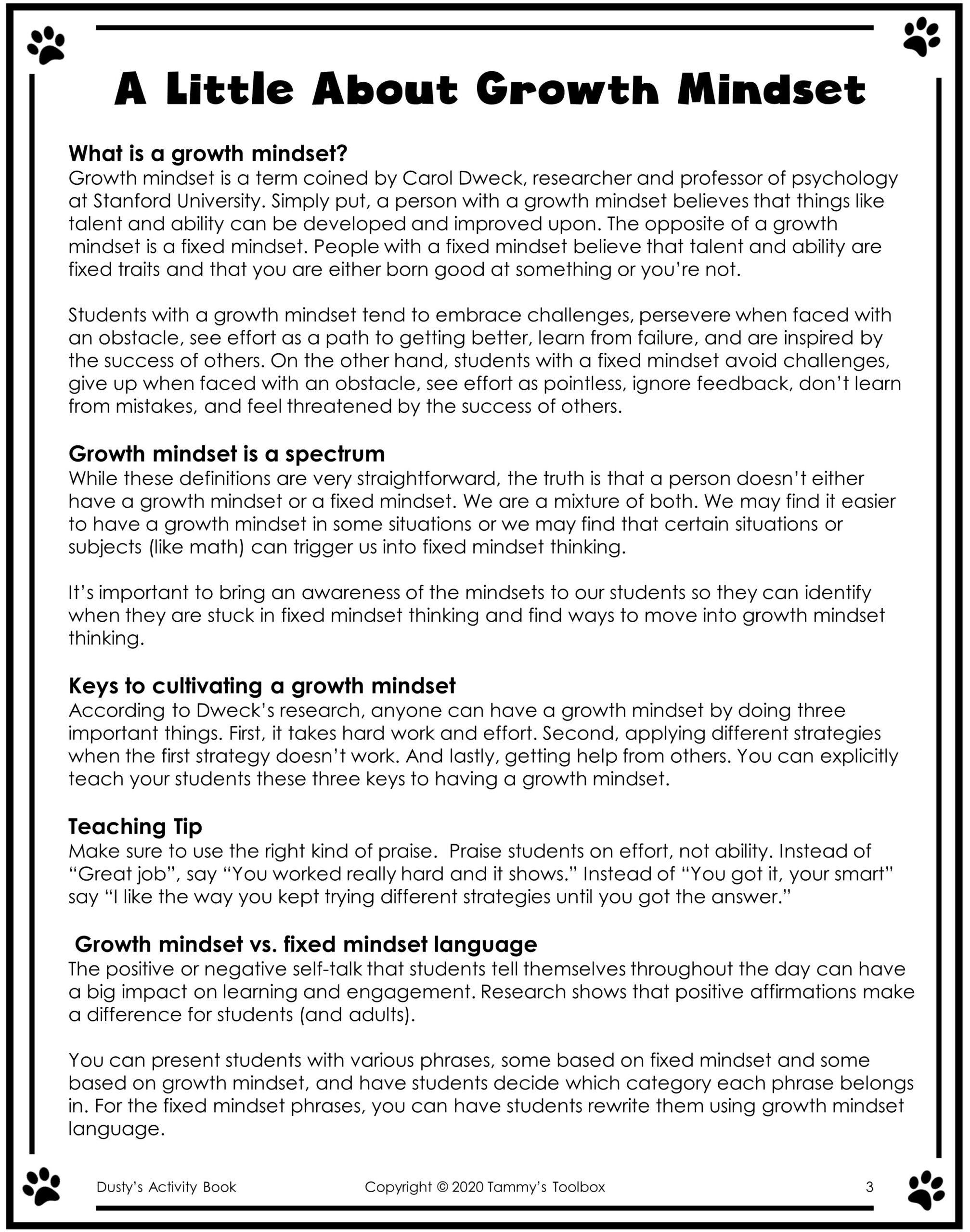 Growth Mindset Worksheets And Activities Made By Teachers