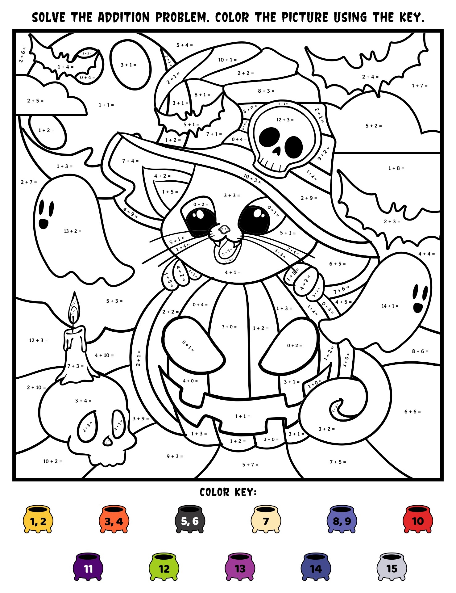 Halloween Addition Color By Number 25 Free PDF Printables Printablee Halloween Addition Color By Number 25 Free PDF Printables Printablee