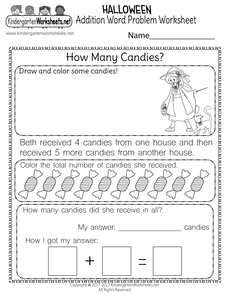 Kindergarten Math Word Problems Worksheets Free