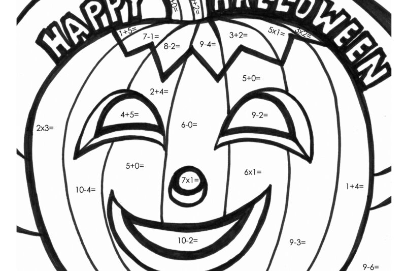 Free Printable Halloween Math Coloring Worksheets