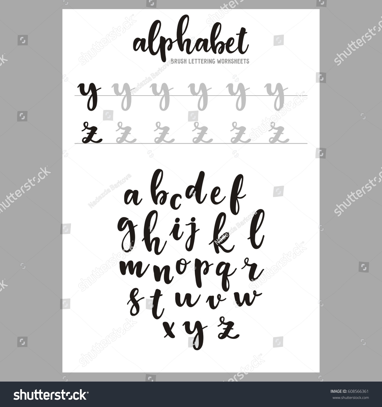 Brush Pen Calligraphy Alphabet Worksheets