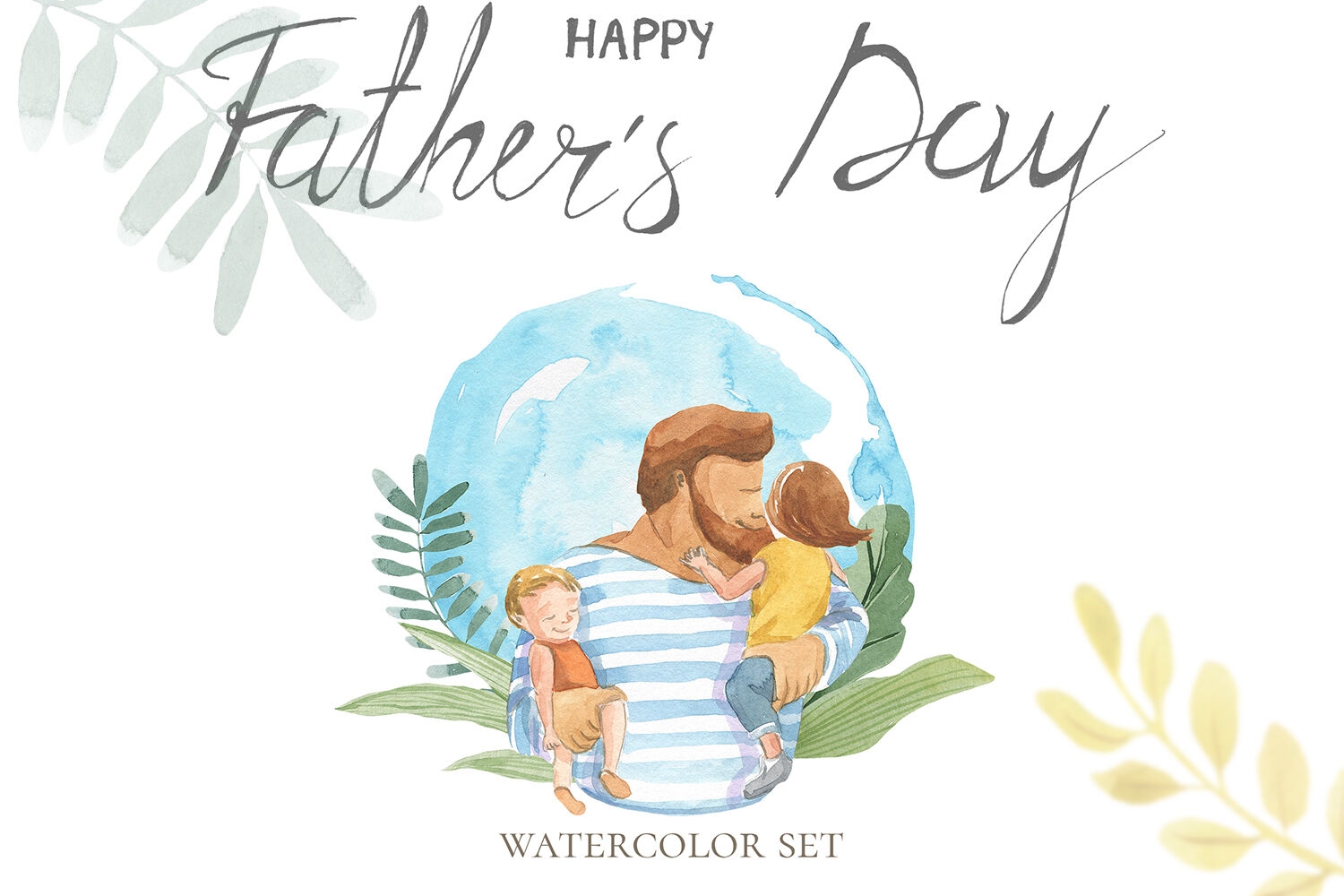 Happy Father s Day Watercolor Set By LoveWatercolorStore TheHungryJPEG