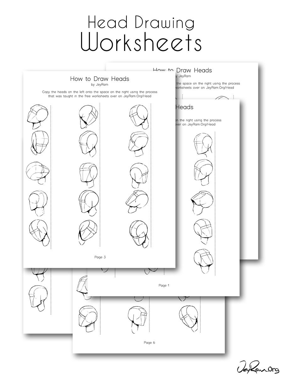 Head Drawing Practice From Any Angle Practice Worksheets Printable PDF JeyRam Drawing Tutorials