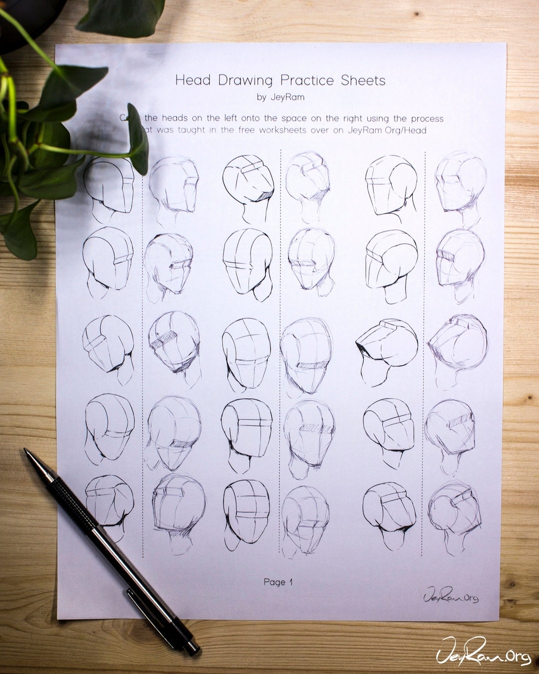 Head Drawing Practice Worksheets PDF Etsy