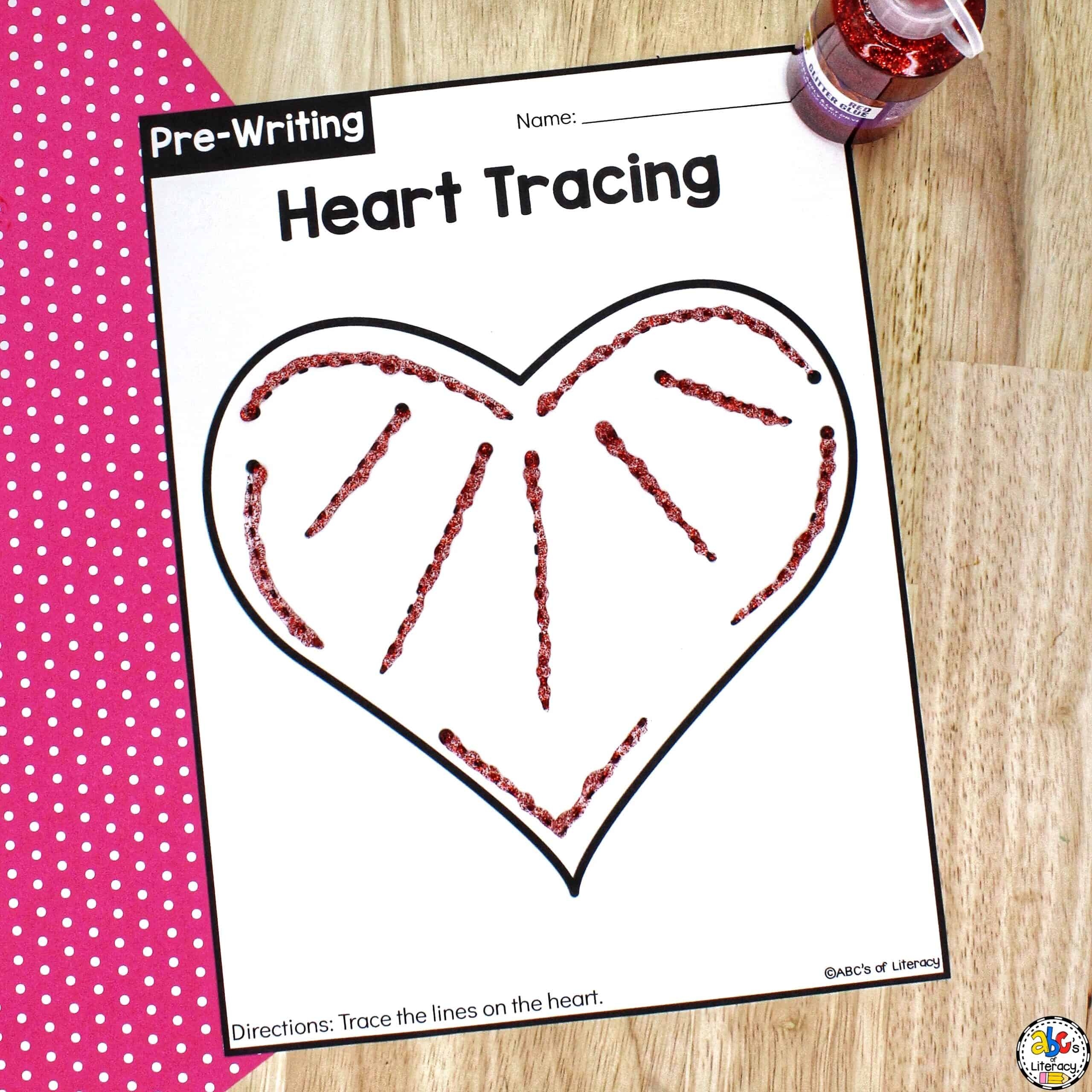 Heart Tracing Worksheets Pre Writing Activity