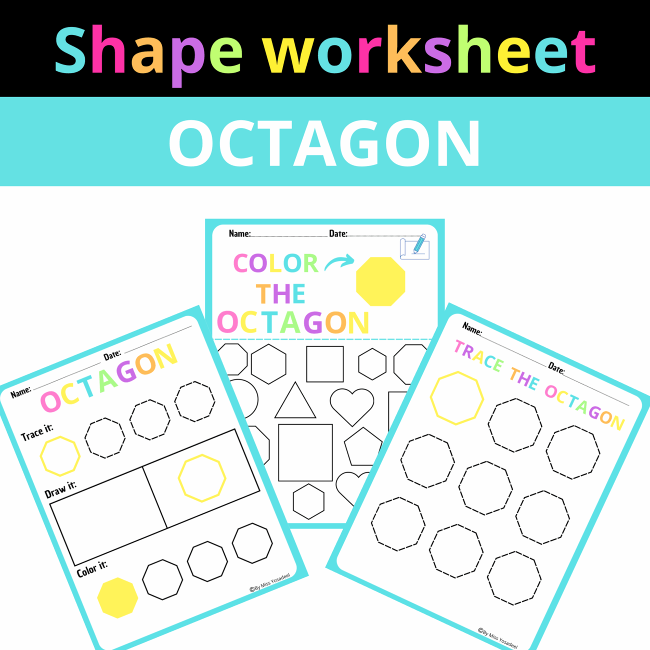 Hexagon Colorful Fun Shape Worksheets Toddlers Find Color Draw