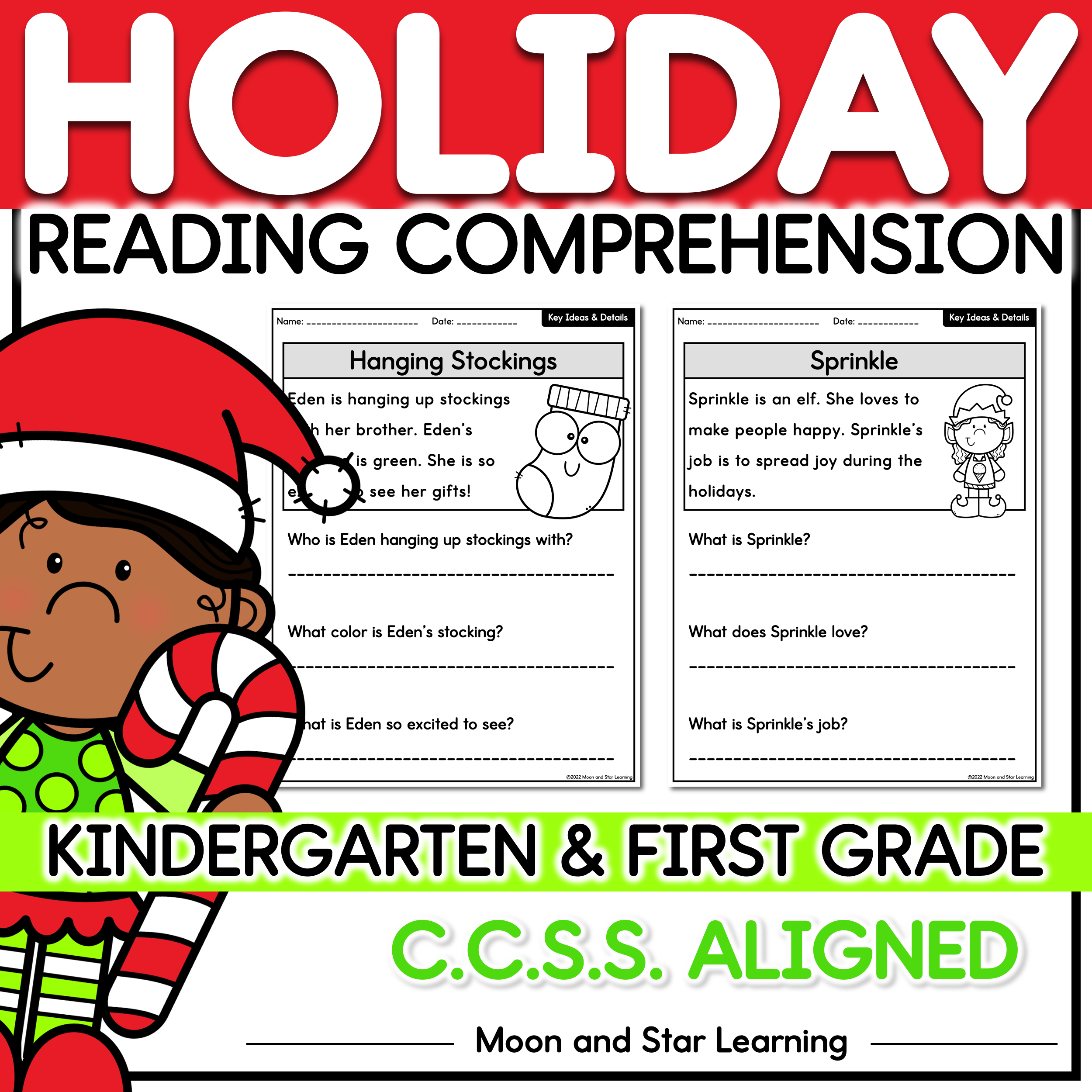 1st Grade Christmas Reading Comprehension Worksheets