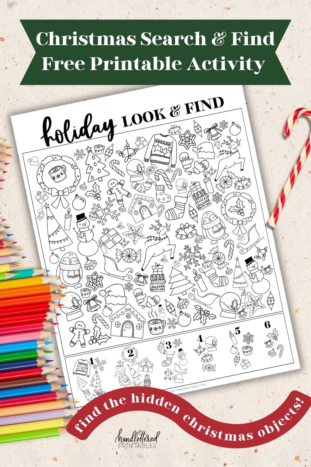 Holiday Look Find Find The Hidden Christmas Objects Printable Hand Lettered Printables