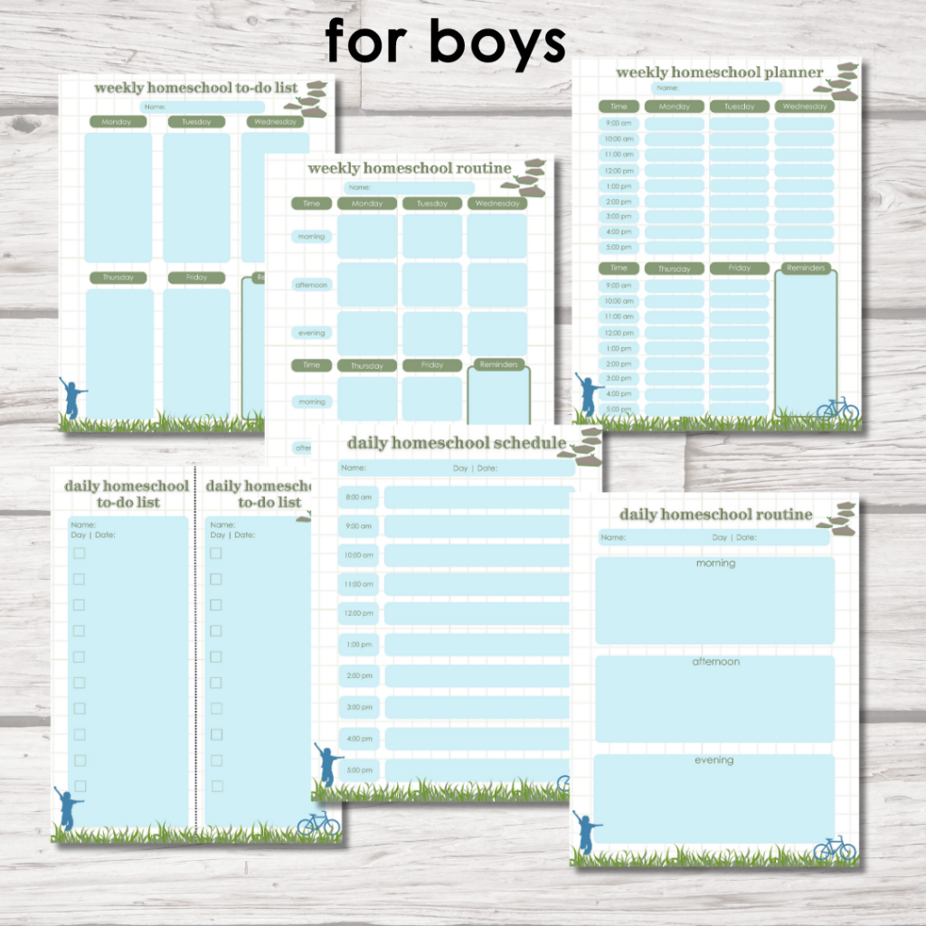 Homeschool Weekly U0026 Daily Schedule Planner Free Printable Template