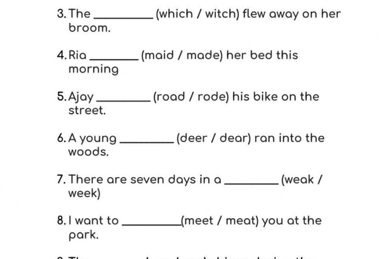 Free Printable Homophone Worksheets 3rd Grade