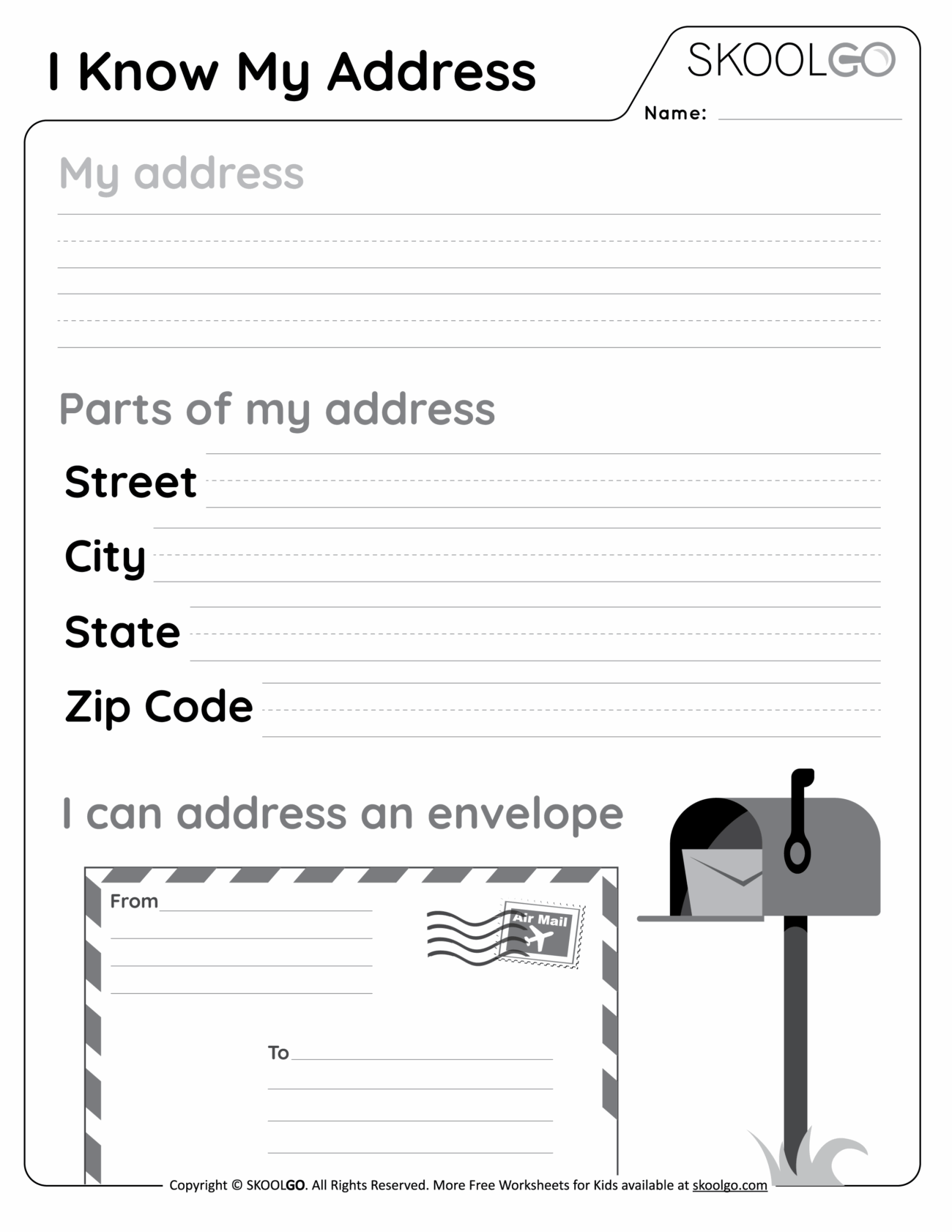 I Know My Address Free Worksheet SKOOLGO