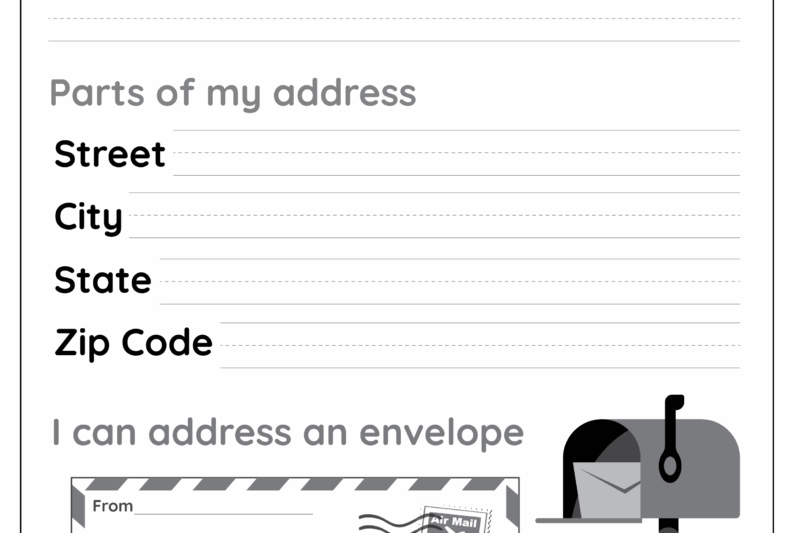 Free Address Worksheet For Kindergarten