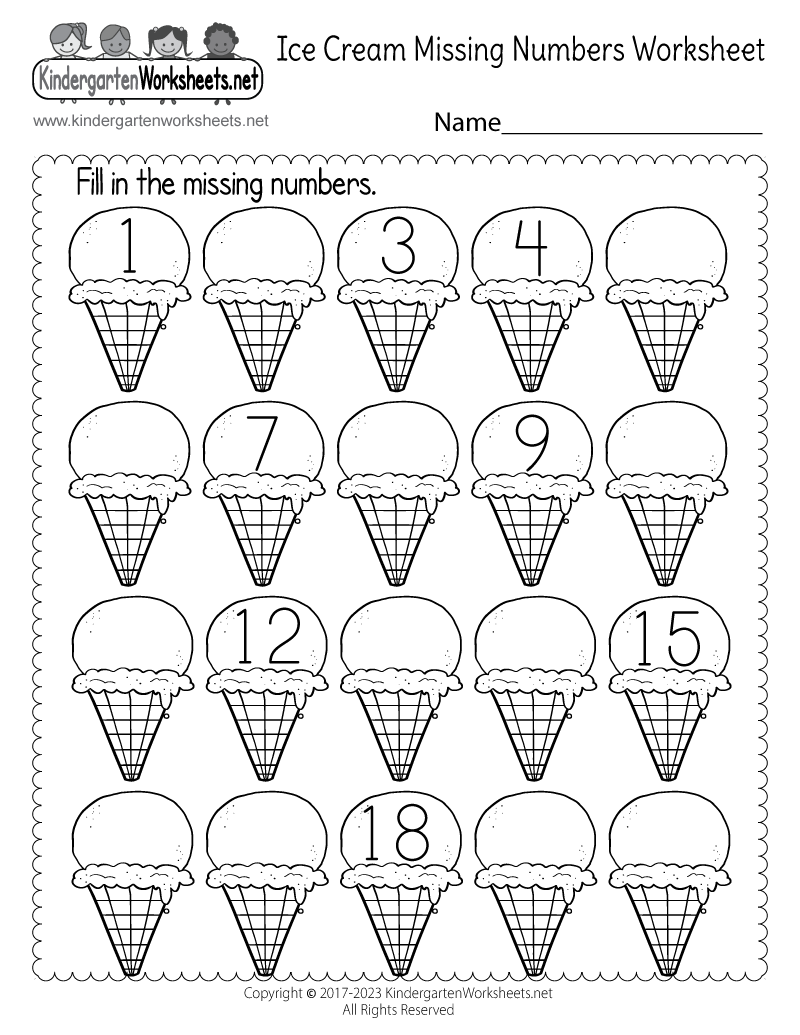 Ice Cream Missing Numbers 1 20 Worksheet Free Printable Digital 