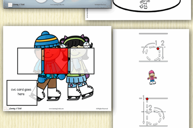 Skating Kindergarten Printable Worksheets