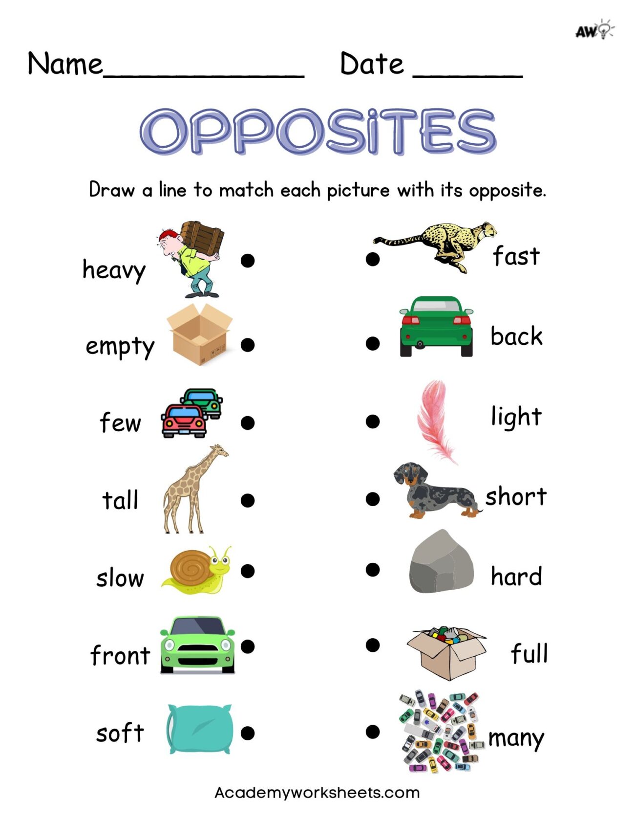 Identifying Opposites For Kindergarten And 1st Grade Academy