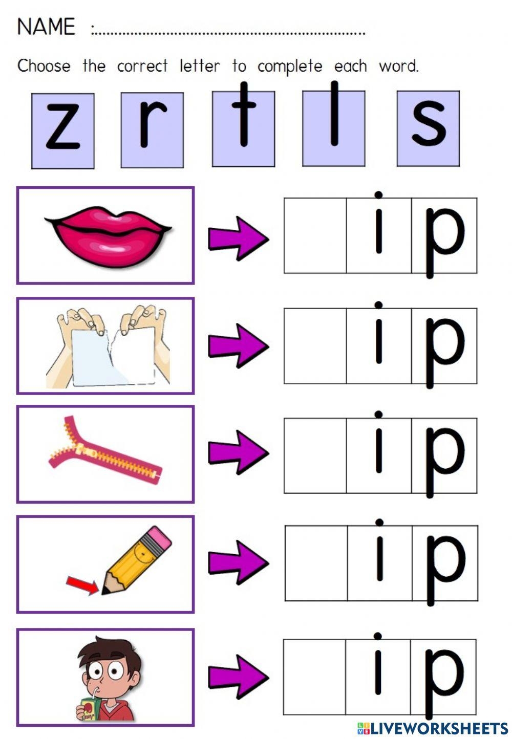 Ip Word Family Worksheets Kindergarten