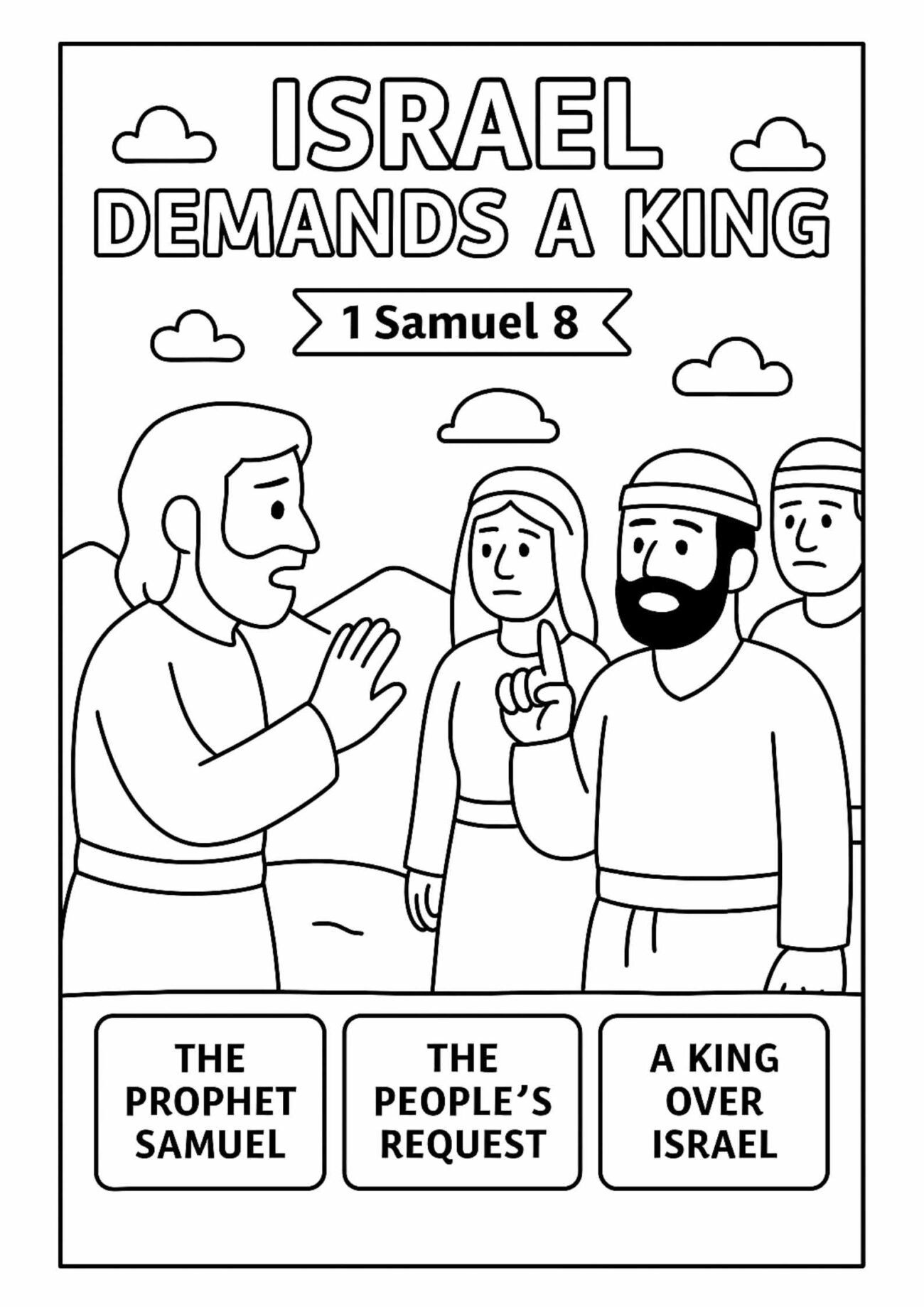 Israel Demands A King Coloring Page Free 1 Samuel 8 Printable For Kids Free Bible Worksheets