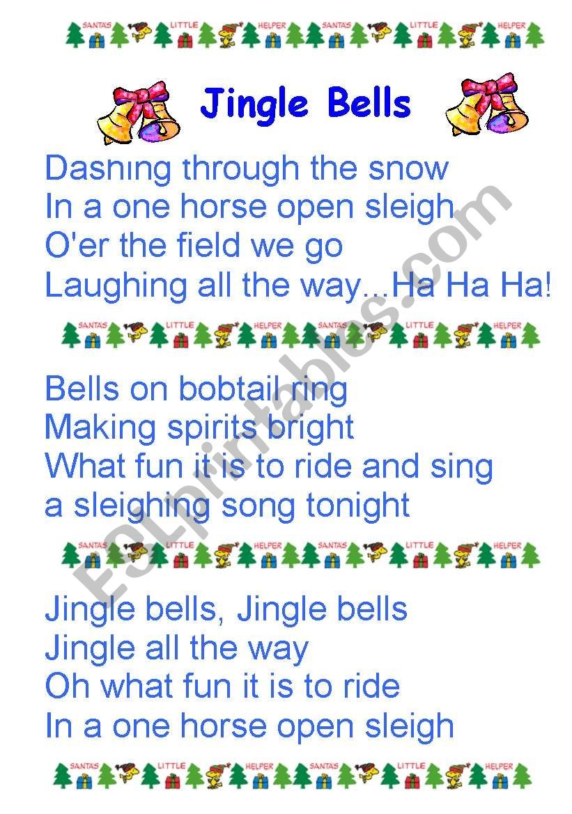 Jingle Bells ESL Worksheet By Fatfatrea