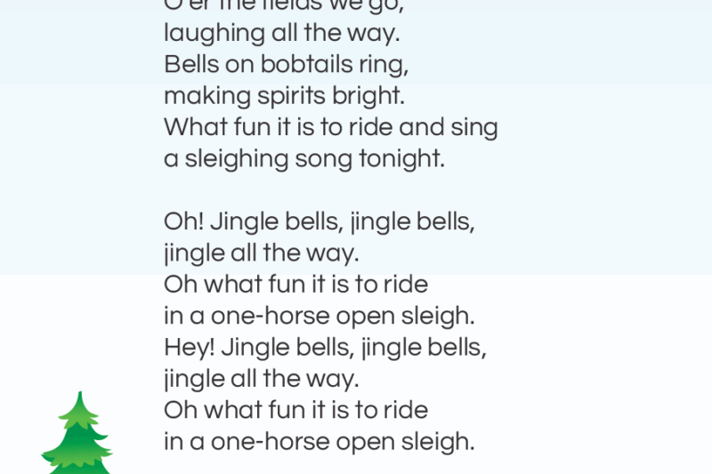 Jingle Bells Lyrics Printable For Preschoolers