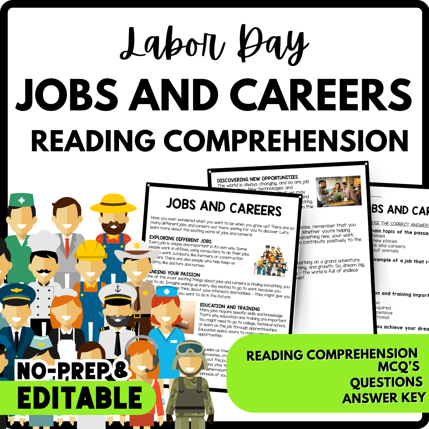 Jobs And Careers Reading Comprehension Worksheet Teachers Stock