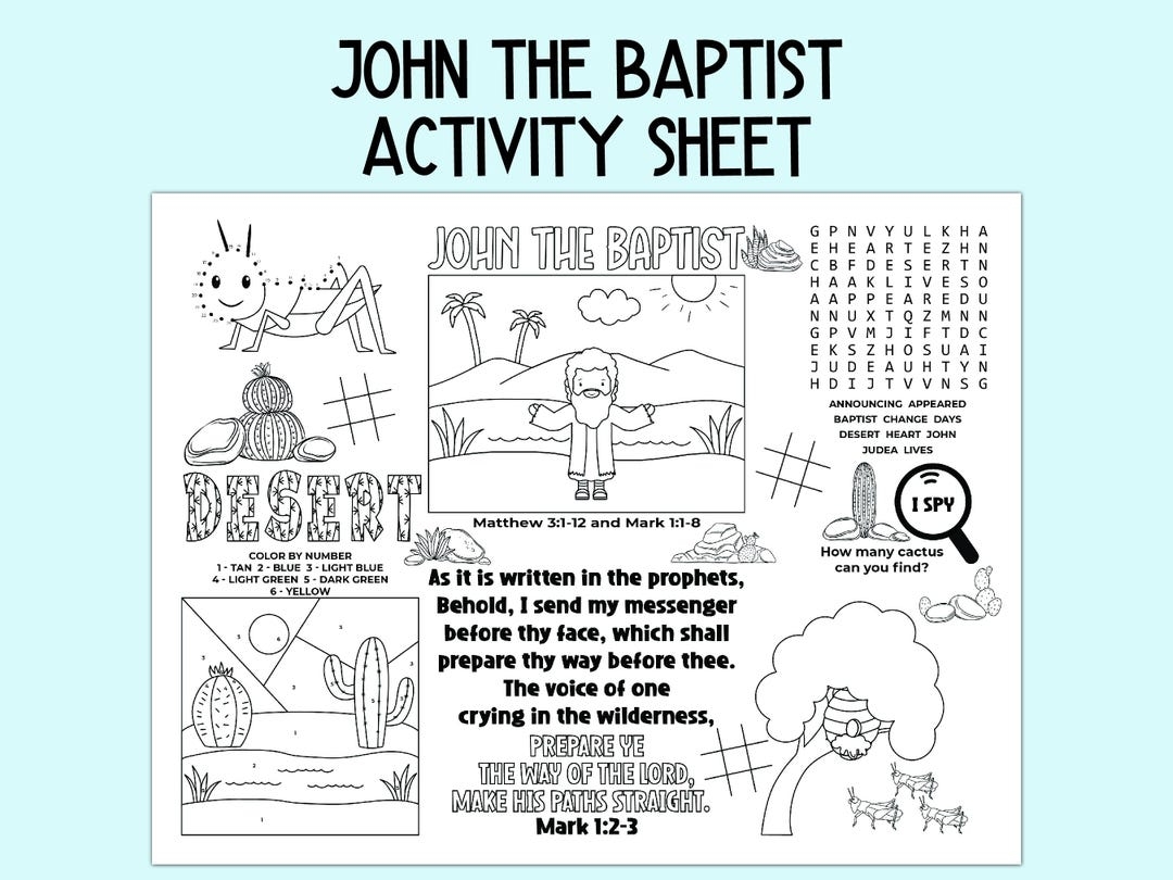John The Baptist Activity Sheet Children s Church Activity Bible John The Baptist Activity Sheet Children s Church Activity Bible