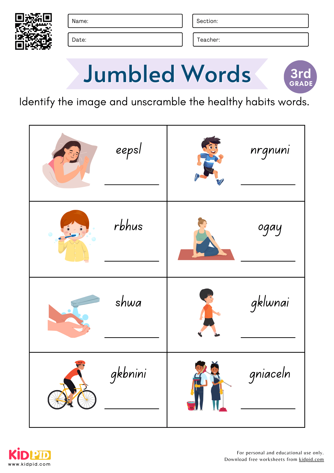 Jumbled Healthy Habits Worksheet For Grade 3 Kidpid Jumbled Healthy Habits Worksheet For Grade 3 Kidpid