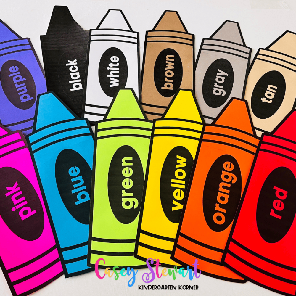 Jumbo Crayons Color Word Wall Kindergarten Korner A