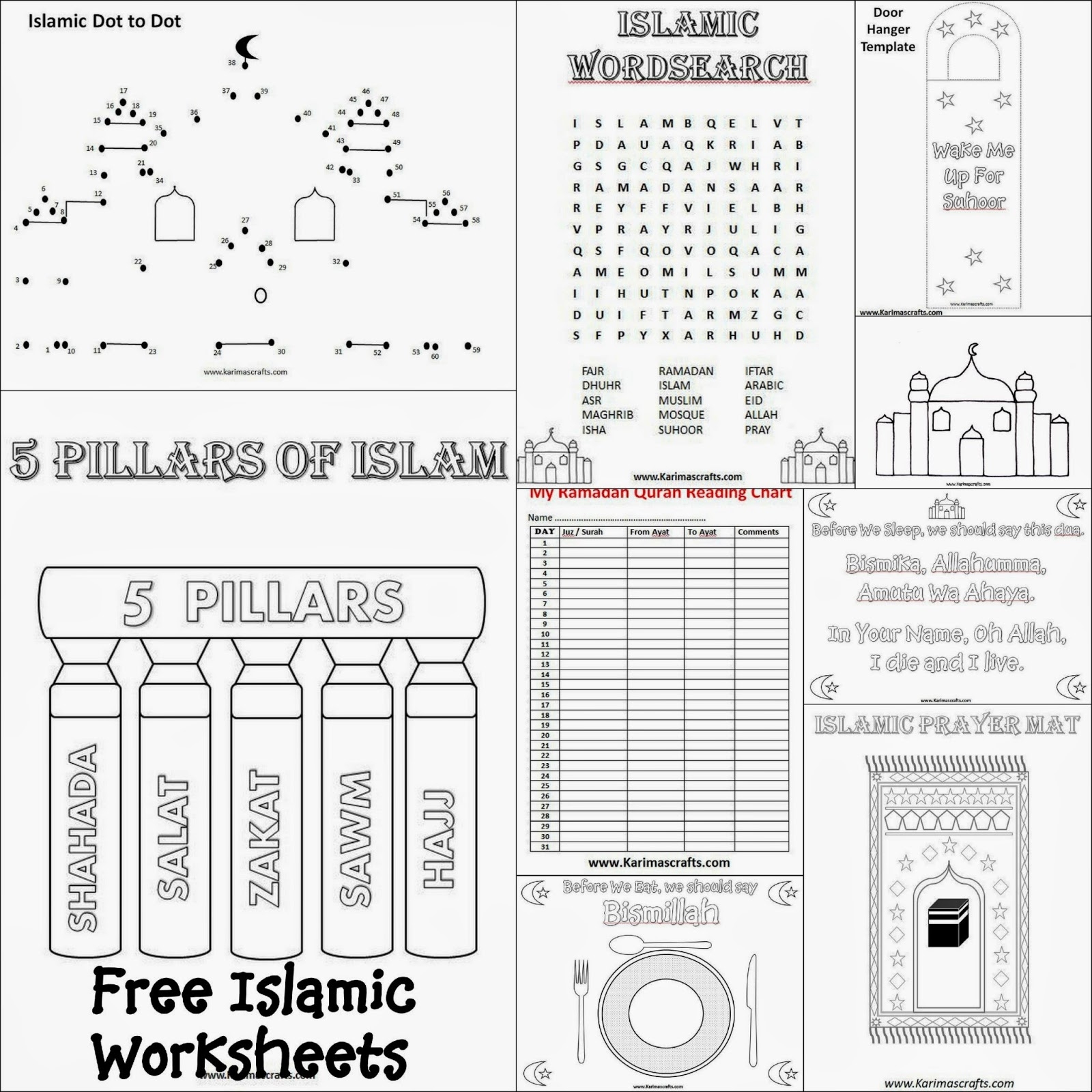 Karima s Crafts Islamic Placemat And Worksheets 30 Days Of Ramadan Crafts