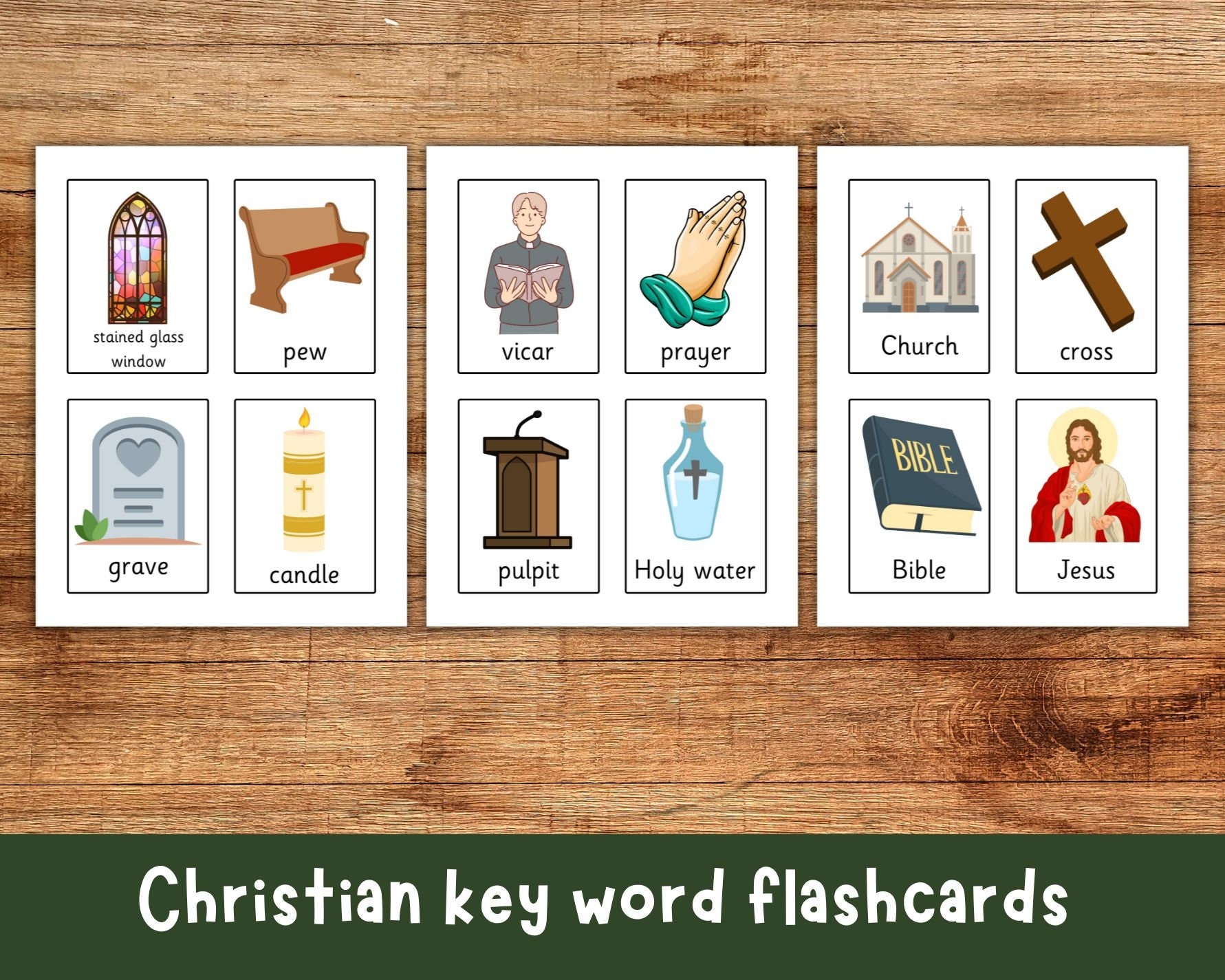 Kids Bible Flashcards Christian Flash Cards Christian Key Vocabulary Kids Educational Activity Sunday School Bible Studies For Kids Etsy