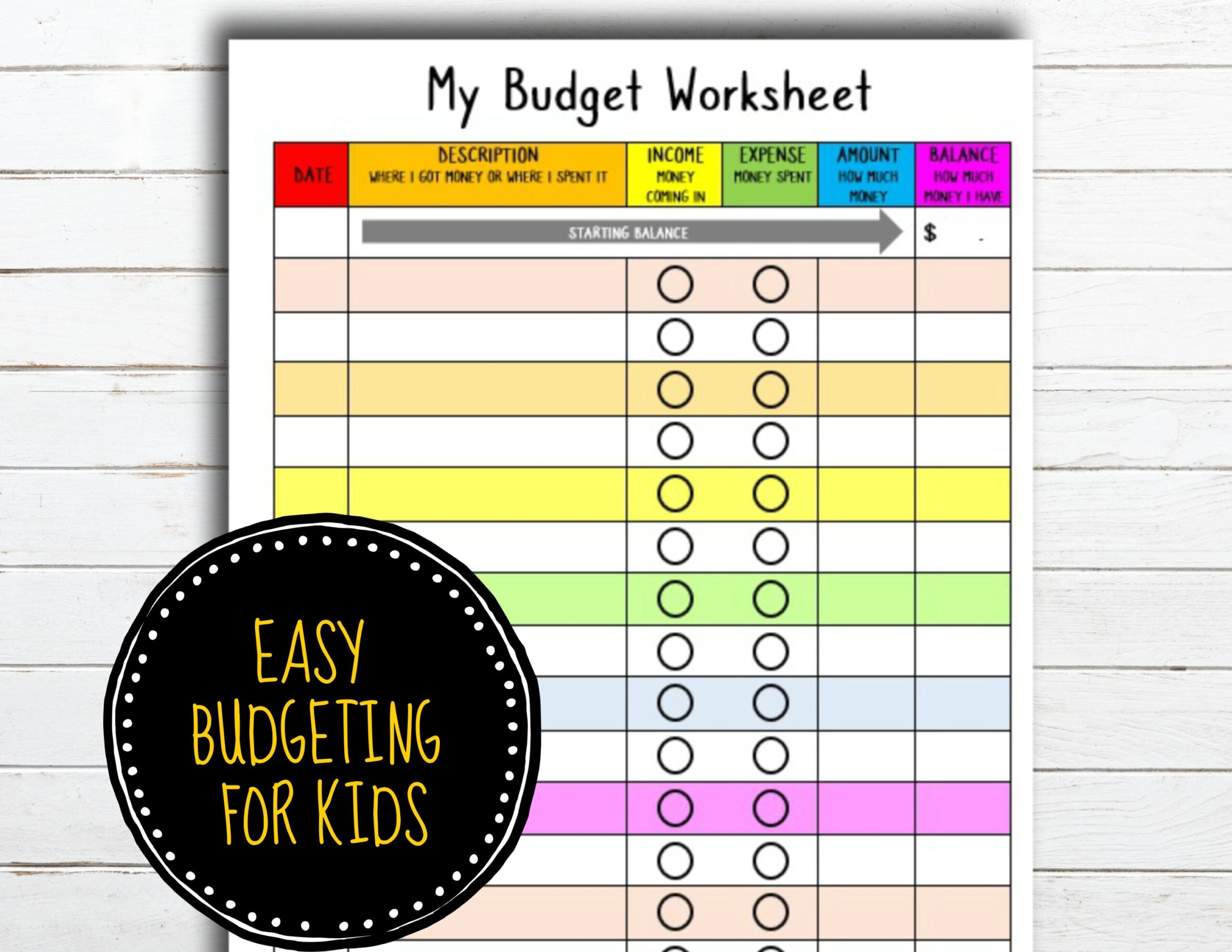 Kids Budgeting Worksheet Instant Download Kids Budgeting Worksheet Instant Download
