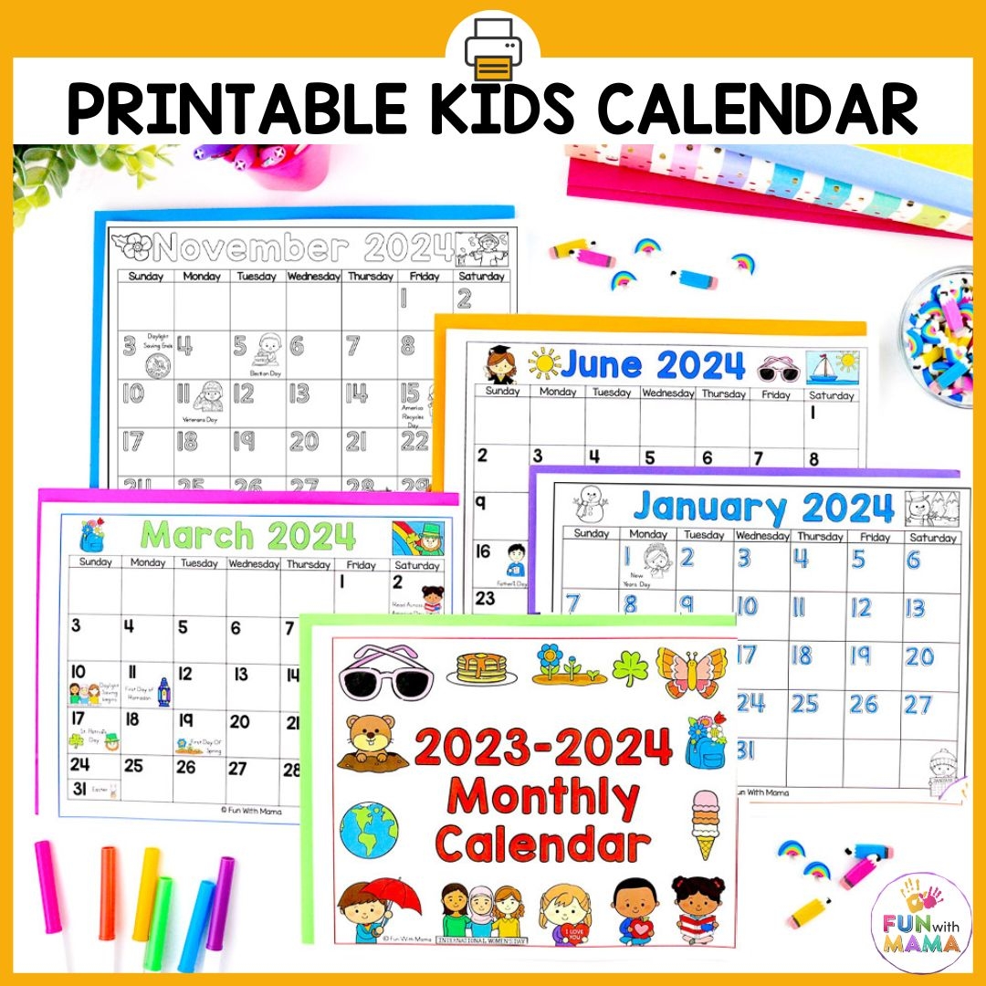 Kids Calendar Printable Fun With Mama Worksheets Library