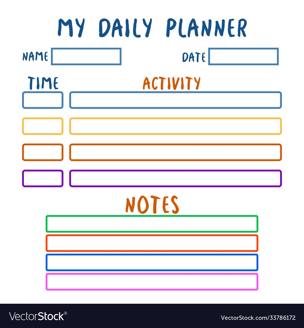 Kids Schedule Design Template Preschool Daily Vector Image