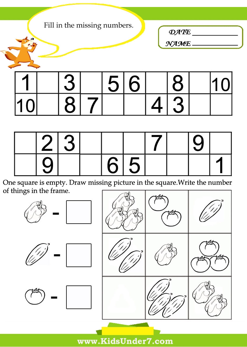 Kids Under 7 Kids Math Worksheets