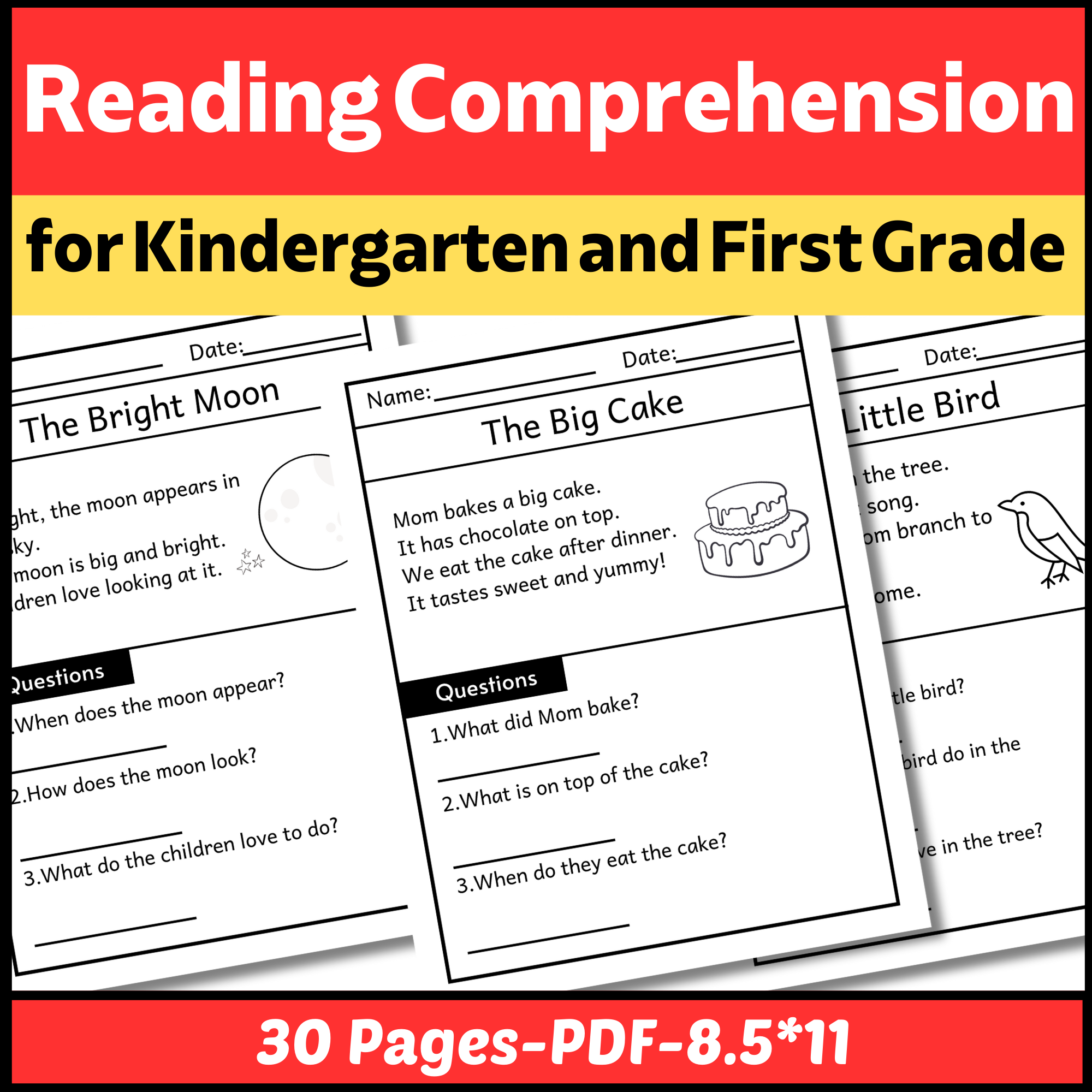 Kindergarten And First Grade Reading Comprehension Passages And 