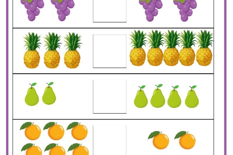 Free Kindergarten Math Worksheets Comparing Numbers