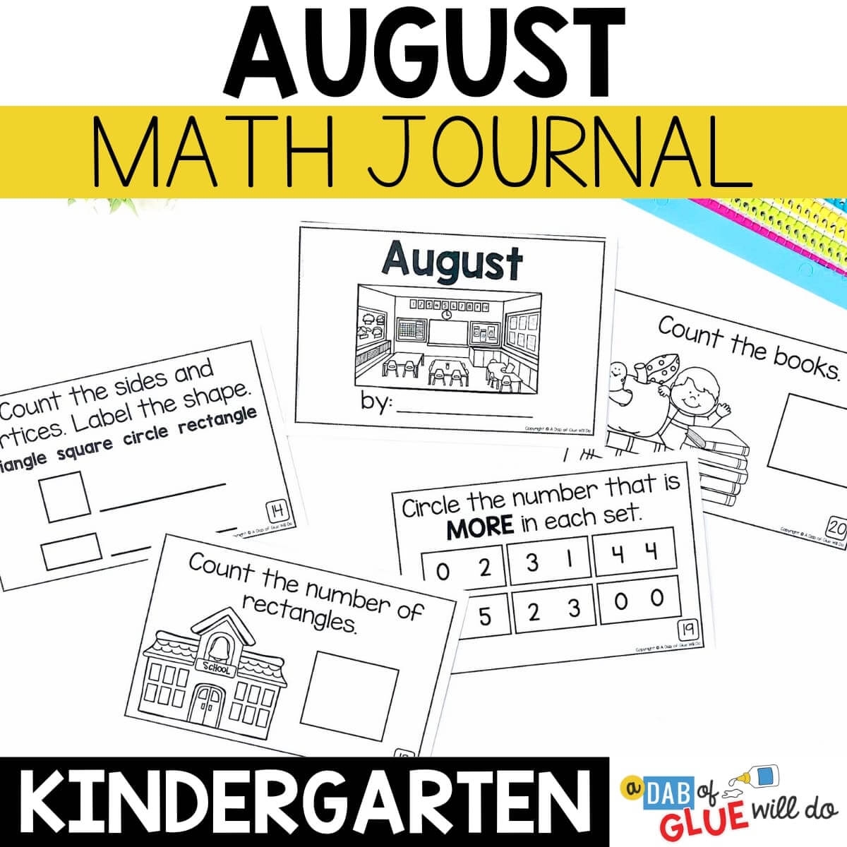 Kindergarten Daily Math Review Journal August