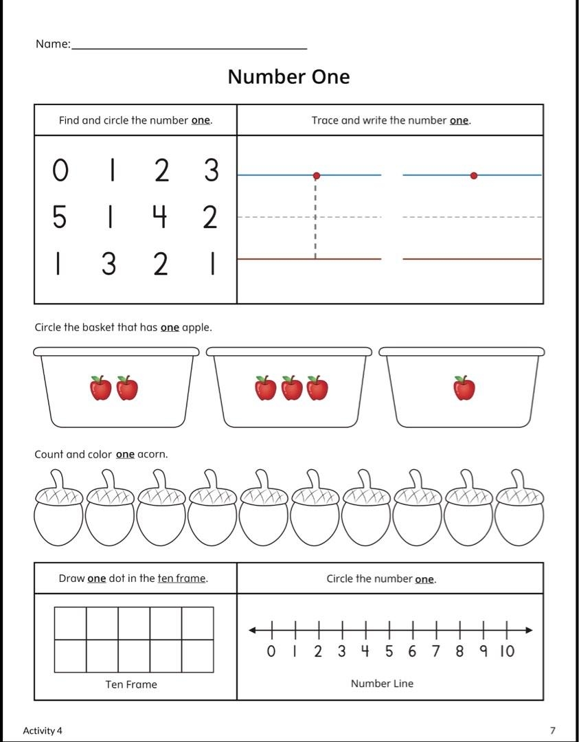 Kindergarten Maths 1 Worksheet Number Learning For Children Preschoolers N K1 K2 U0026 P1 Worksheets Library