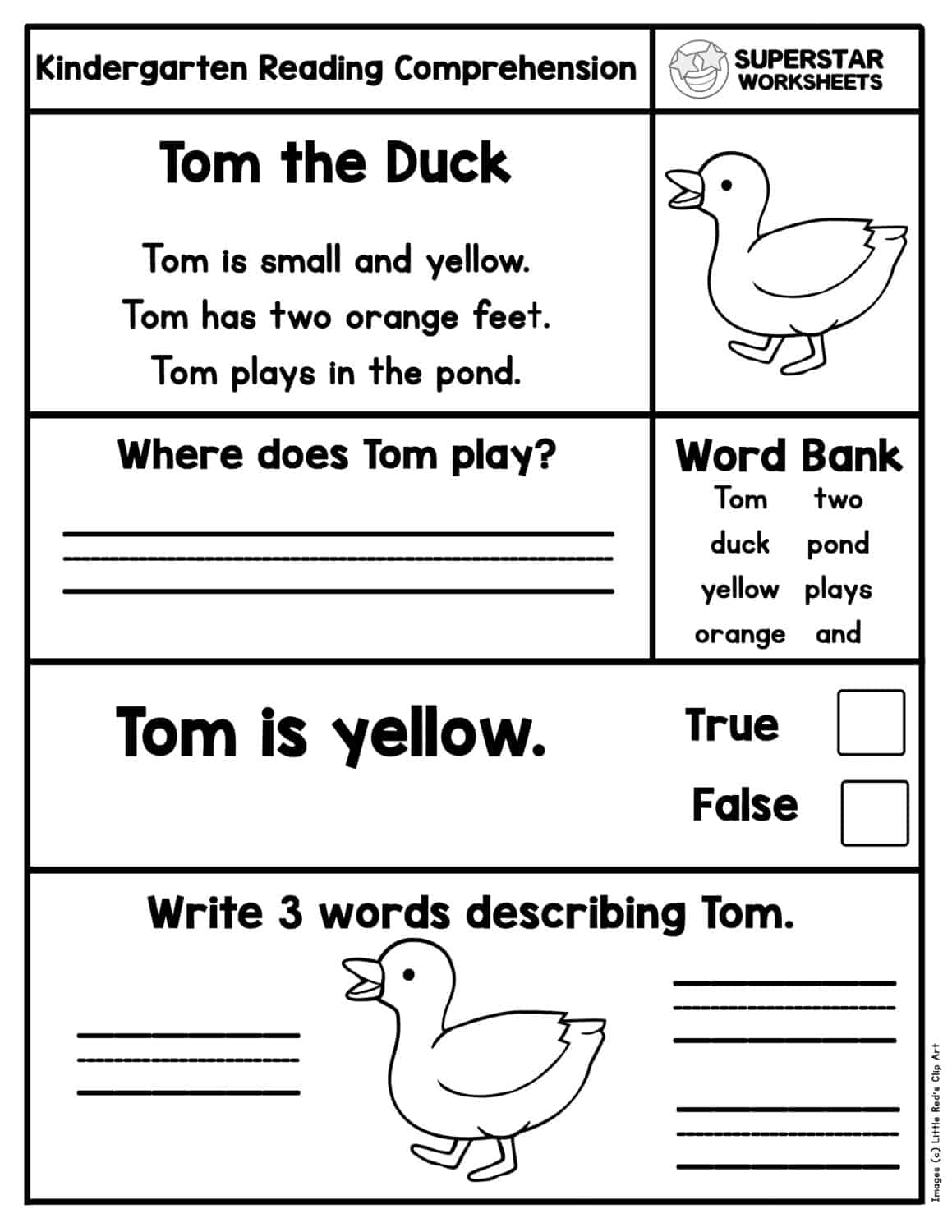 Free Kindergarten Comprehension Worksheets