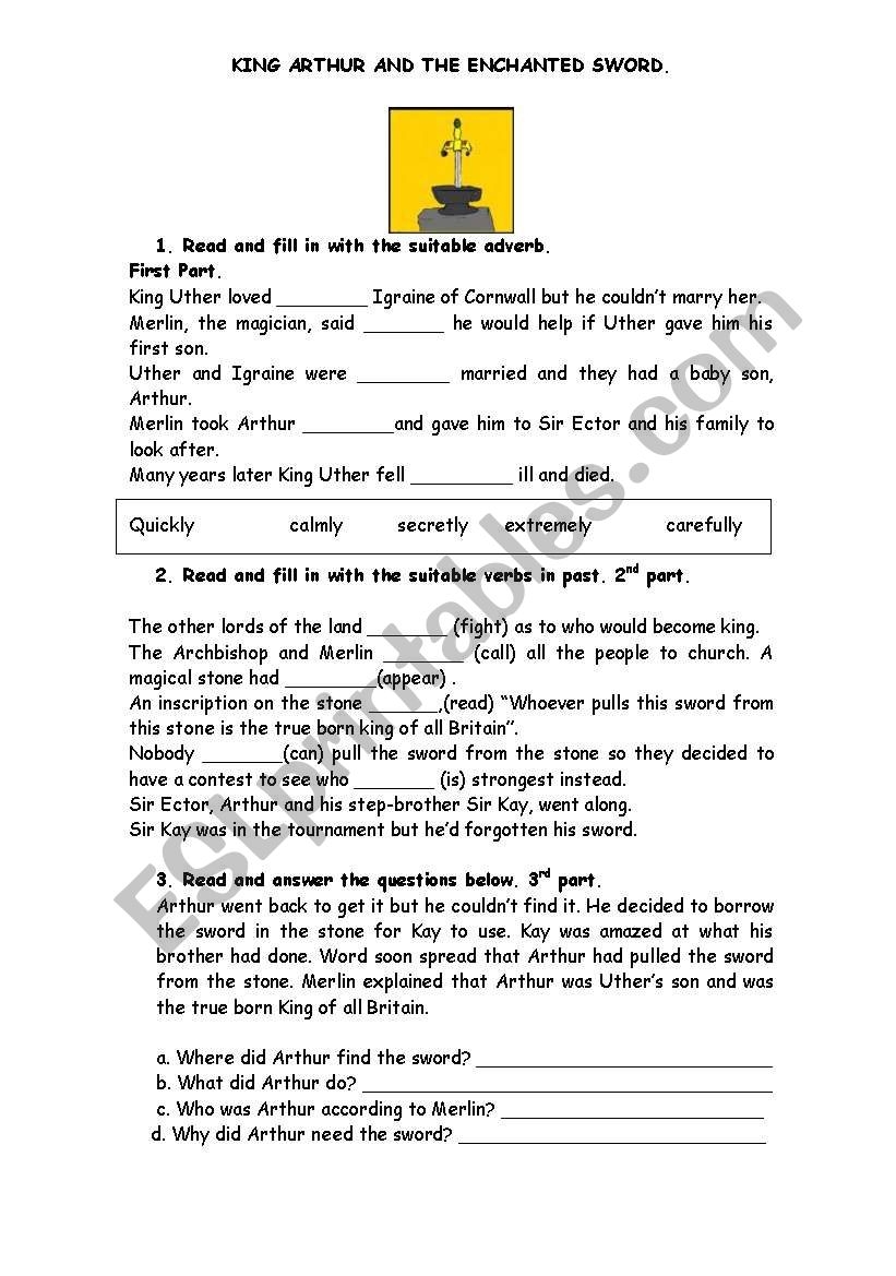 KING ARTHUR AND THE ENCHANTED SWORD ESL Worksheet By Puriastol yahoo es