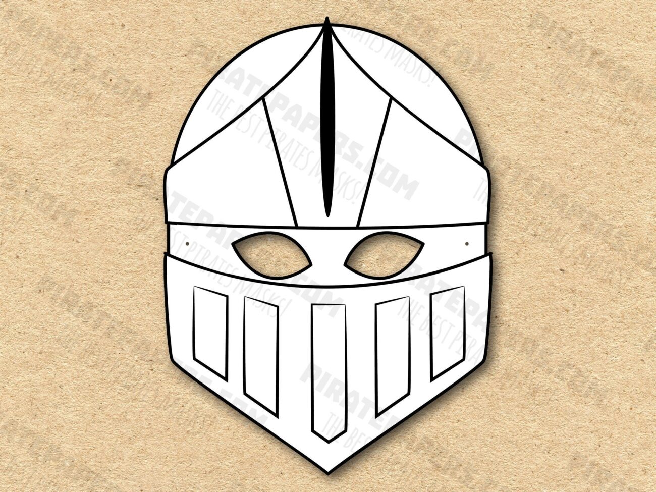 Knight Mask Printable Coloring Paper DIY For Kids And Adults PDF Template Instant Download For Birthdays Halloween Party Costumes